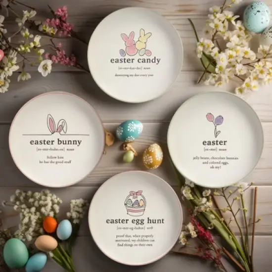 Certified International (Set of 4) 6" Easter Words Canape Plates image {1}