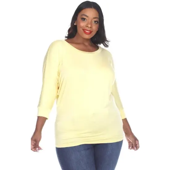 Women's Plus Size Bat Sleeve Tunic Top - White Mark image {10}