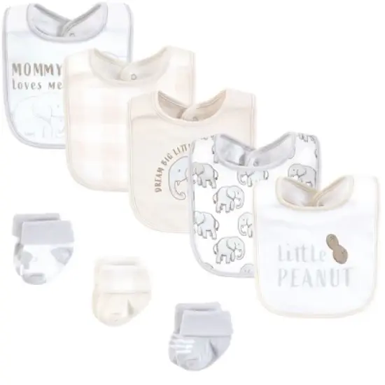 Hudson Baby Cotton Bib and Sock Set, Little Peanut, One Size image {6}