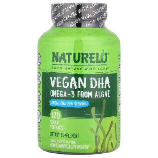 NATURELO Vegan DHA, Omega-3 from Algae, 120 Vegan Softgels (400 mg per Softgel) image {4}