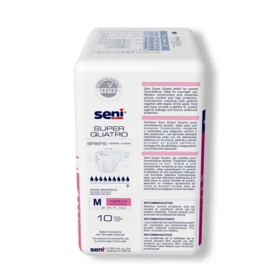 Seni Super Quatro Adult Incontinence Brief M Heavy Absorbency Breathable / Overnight, S-ME10-BQ1, Severe image {2}