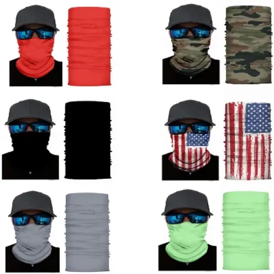 Pack of 6 Face Covering Neck Gaiter Breathable Scarf image {4}