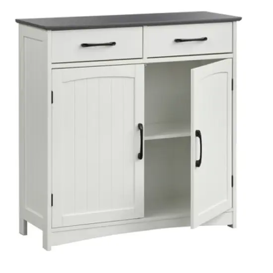Dalton 2 Door Buffet Cabinet White/Charcoal Gray - Buylateral image {4}