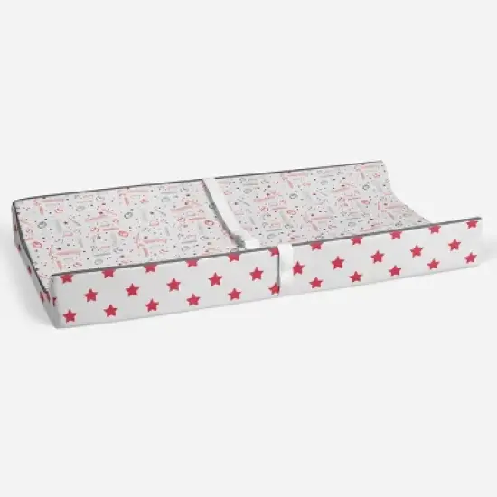 Bacati - Baseball Red/Gray Muslin Changing Pad Cover image {3}