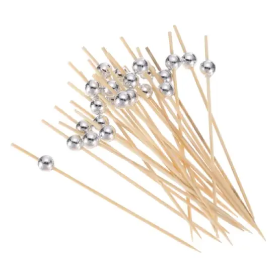 Unique Bargains Disposable Pearl Bead Bamboo Fruit Decorative Cocktail Picks 100 Pcs image {4}