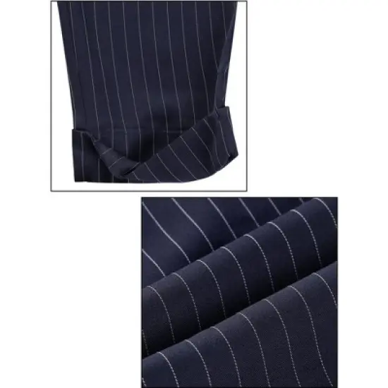Lars Amadeus Men's Stripe Dress Pants Straight Fit Vertical Stripe Formal Pants Business Trousers image {5}