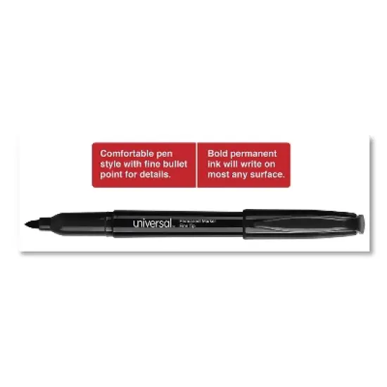 Universal Pen-Style Permanent Marker Bullet/Fine Black 60 per pack 07074 image {2}