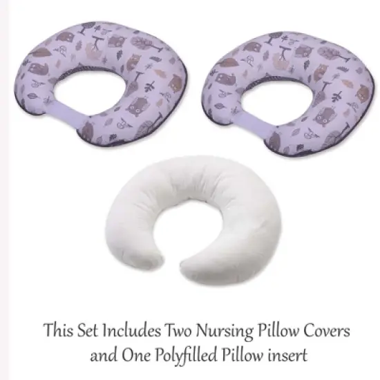 Bacati - 3 pc Owls Beige/Gray Neutral Hugster Feeding & Infant Support Nursing Pillow image {2}