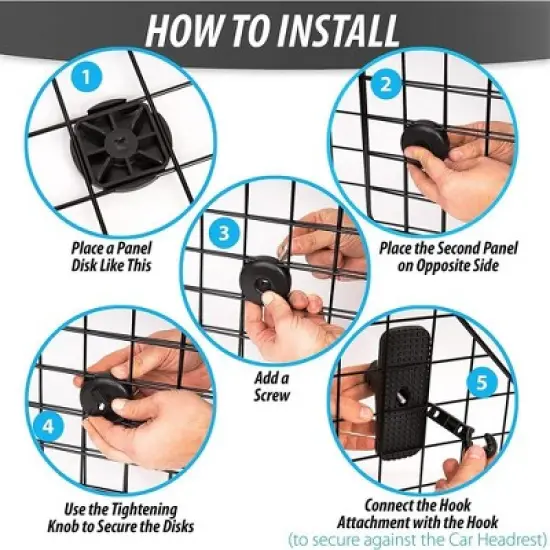 Car Dog Universal Pet Barrier - Zone Tech Premium Quality Black Heavy Duty Coated Wire Adjustable Mounted Headrest Barrier for Pet/Dog Safety image {3}