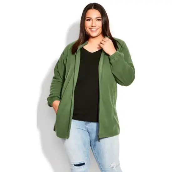 Women's Plus Size Polar Fleece Zip Jacket - green | AVENUE image {2}