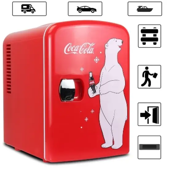 Coca-Cola Polar Bear 4L Cooler/Warmer 12V DC 110V AC Mini Fridge - Red image {15}