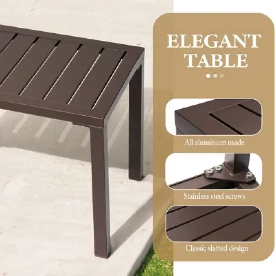 Crestlive Products Outdoor Side Table Aluminum Rectangular Side/End Table, Small Patio Coffee Bistro Table for Outdoor Indoor image {4}