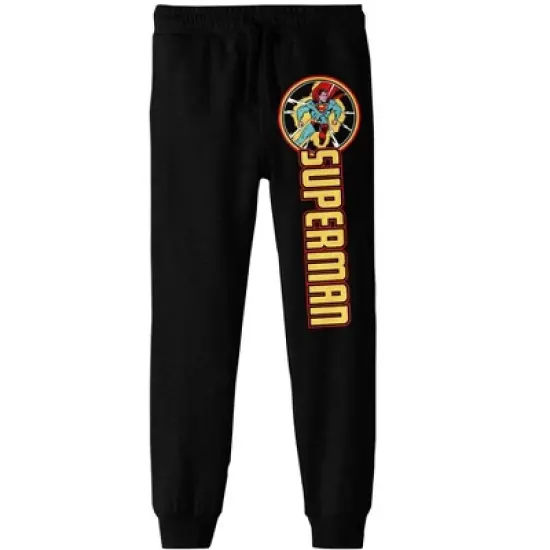 Superman Superhero Character Art Boy's Black Jogger Pants image {3}