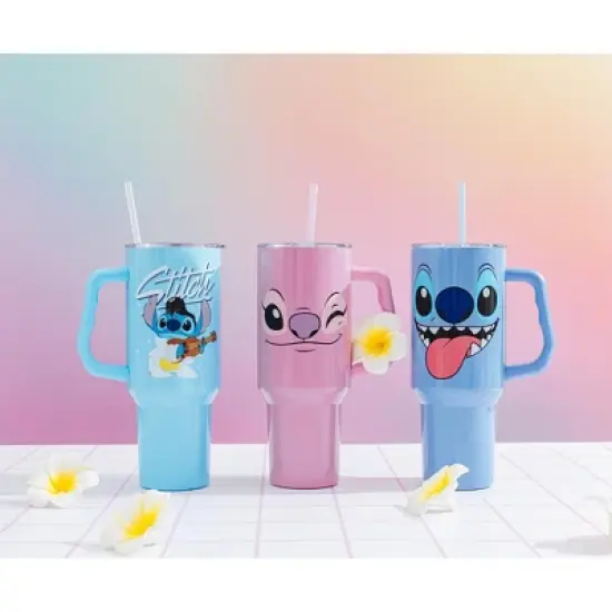 Silver Buffalo Disney Lilo & Stitch Face Stainless Steel Tumbler With Handle | Holds 40 Ounces image {8}