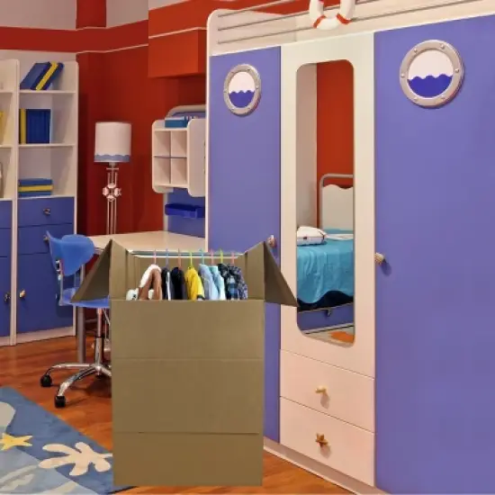 UBMOVE Pack of 3 Space Savers Shorty Wardrobe Moving Boxes With Hanging Bar 20" x 20" x 34" image {7}