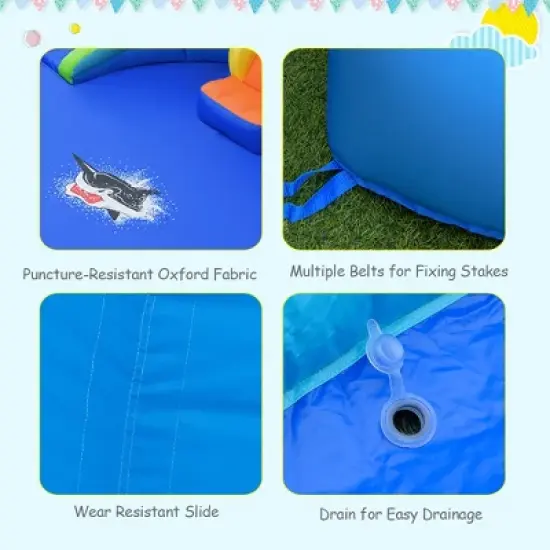 Costway Inflatable Bounce House Kids Water Splash Pool Dual Slides Climbing Wall without Blower image {8}