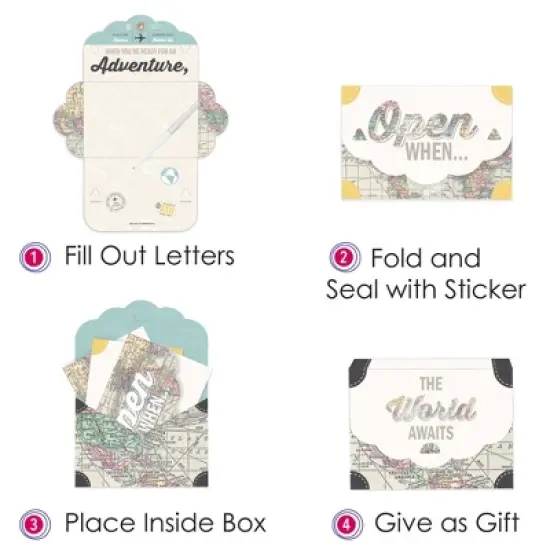 Big Dot of Happiness World Awaits - Going Away Cards Gift Box Kit - Open When Letters - Set of 8 image {6}