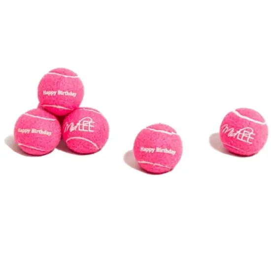 Midlee Happy Birthday Dog Tennis Balls (6 Pack) (Regular, Pink) image {4}