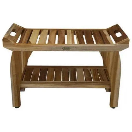 EcoDecors&reg; Tranquility&reg; 30" Teak Wood Shower Bench with Shelf in EarthyTeak Finish image {8}