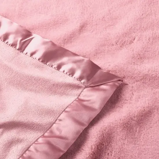 Solid Satin Edge Plush Blanket - Mauve - Cloud Island&trade; image {2}
