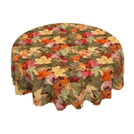LOVEVOOK Maple Leaves Tablecloth, Round Fall Tablecloth, Pumpkin Table Cloth, Autumn Harvest for Christmas, Holiday, Thanksgiving Decor image {1}