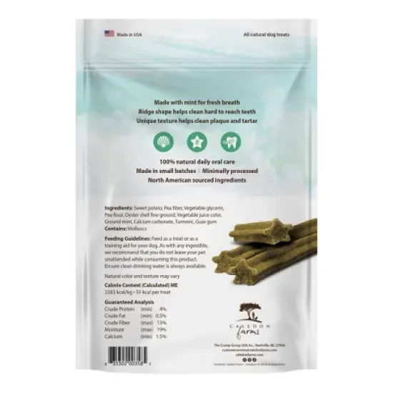 Caledon Farms Plaque Busters All Ages Dental and Hard Fresh Dog Treat Chews with Sweet Potato Flavor - 7oz image {2}