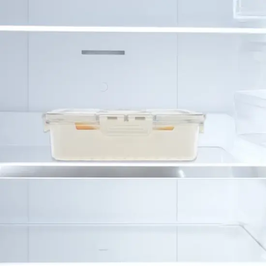 Unique Bargains Sealed Rectangle Fridge Food Storage Containers 2 Compartment White Transparent 1 Set image {1}