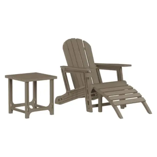 WestinTrends Azura 3-Piece HDPE Plastic Adirondack Patio Chairs With 18" Square Side Table Set image {17}