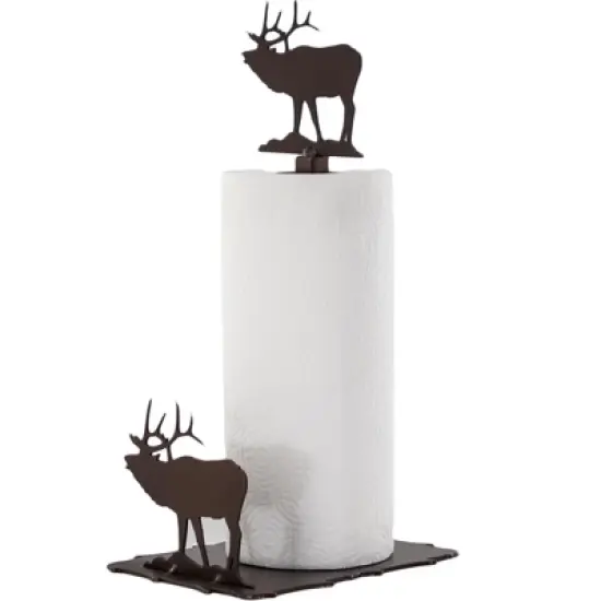 5 Star Super Deals Rustic Moose Paper Towel Holder - Wildlife Inspired Metal Kitchen Roll Stand Dispenser for Cabin and Lodge Decor image {3}