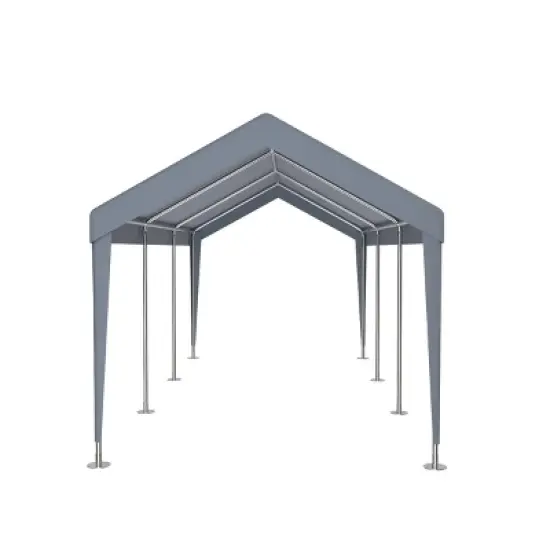 10&times;20 FT Garage, Portable Garage with Roll-up Doors and Ventilated Windows, Galvanized Steel Frame and PE Canopy-Coolbibila image {4}