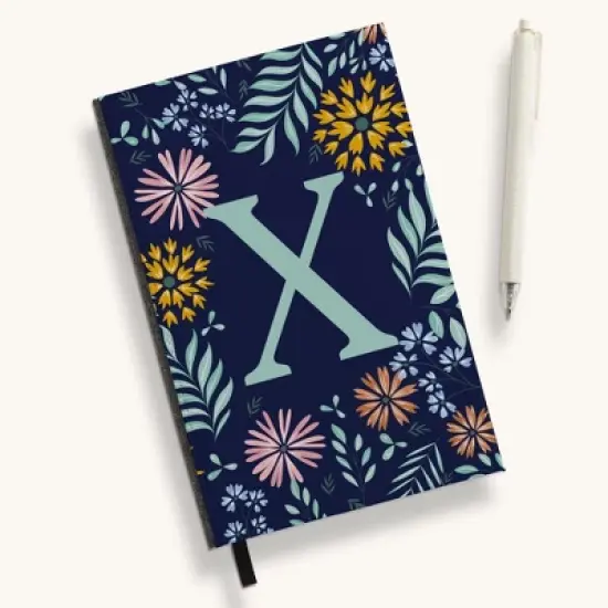 Personalization Mall Flowery Initial Personalized Journal Mint/Navy image {24}