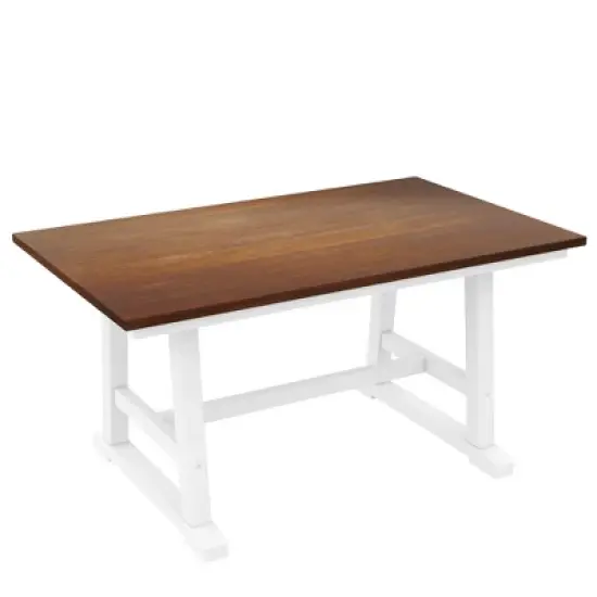 Farmhouse 6-Piece Wood Dining Table Set with Long Bench and 4 Dining Chairs-ModernLuxe image {4}