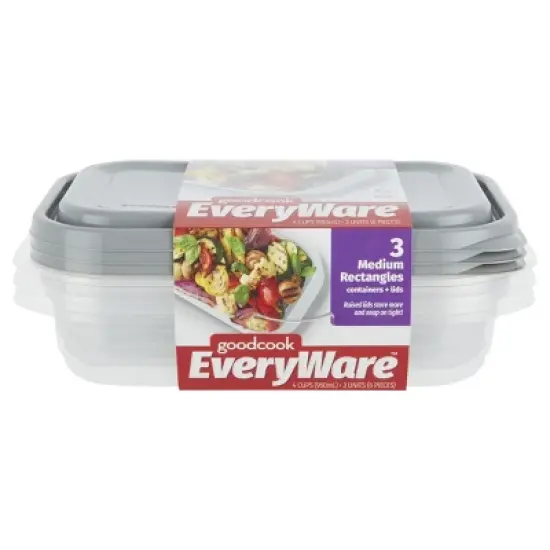 GoodCook EveryWare Rectangle Food Storage Containers - 4 Cups - 6pcs/3ct - Gray image {6}