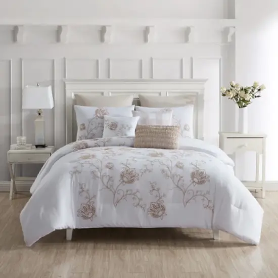 Modern Threads Marie Claire 8 Piece Willow Embroidered Botanical Comforter Set. image {2}