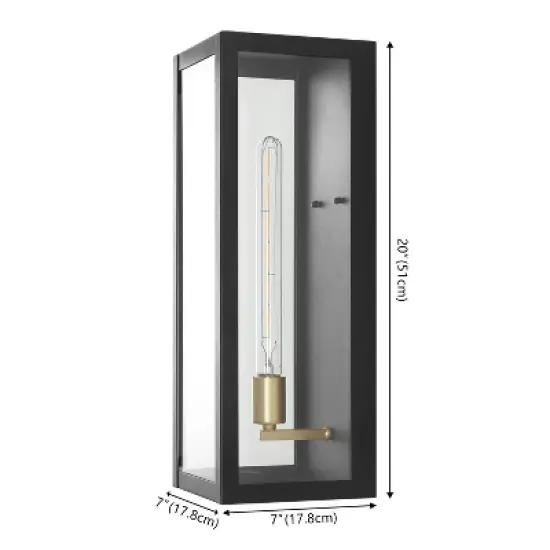 JONATHAN Y Berlin 20" Modern Industrial Indoor/Outdoor Rectangular Iron/Glass LED Outdoor Lantern image {2}