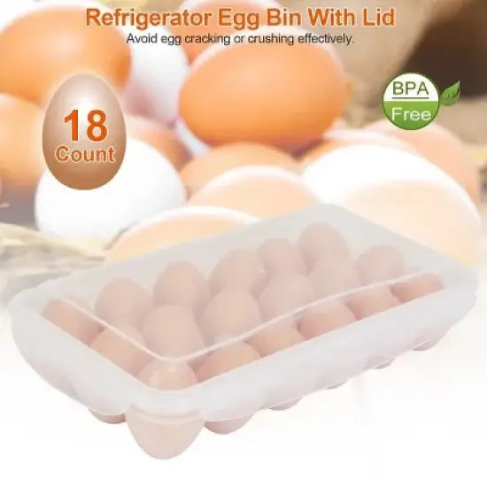 2Pcs Egg Holder Stackable Plastic Egg Storage Box Egg Rack for Refrigerator with 18 Cavity Per Container Dishwasher Safe image {3}