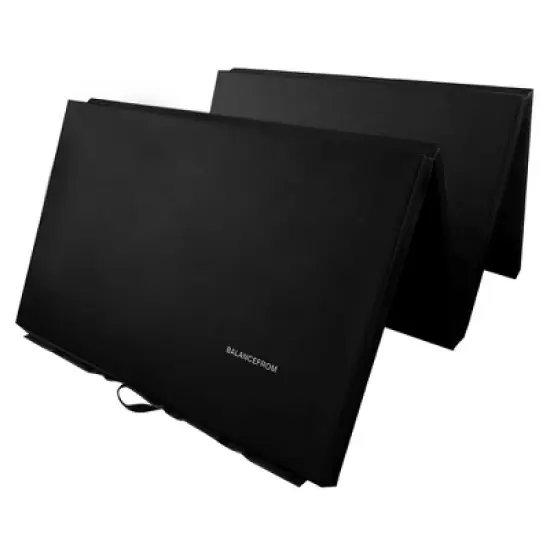BalanceFrom Fitness GoGym 120x48in Extra Thick Anti Tear High Density All Purpose Aerobic Gymnastics Mat with Velcro Carrying Handles, Black (4 Pack) image {3}