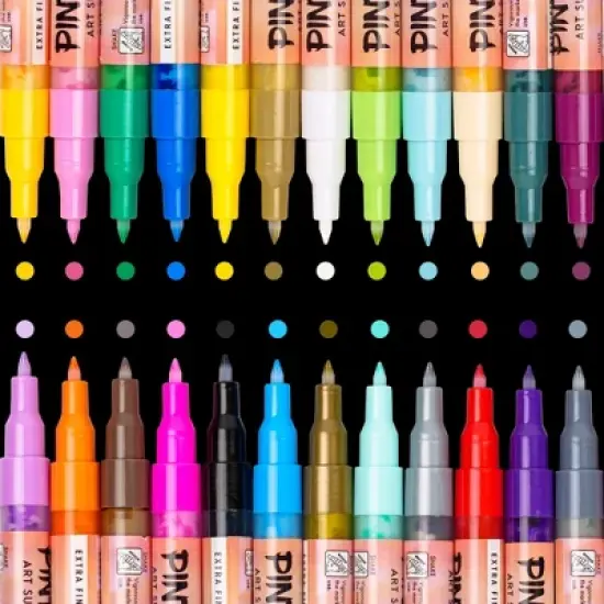 PINTAR Premium Acrylic Paint Pens - (24-Pack) Fine Tip Pens For Rock Painting, Wood, Paper, Fabric & Porcelain, Craft Supplies, DIY project image {9}
