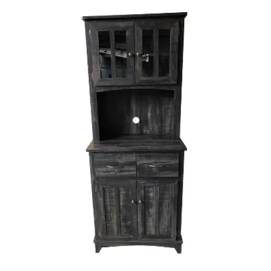 Home Source Microwave Stand with Top and Bottom Cabinets image {3}