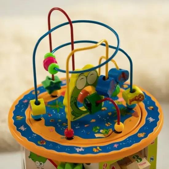 8 in 1 Colorful Attractive Wooden Kids Baby Activity Play Cube, Fun Toy Center For Playroom, Nursery, Preschool, and Doctors' Office image {9}