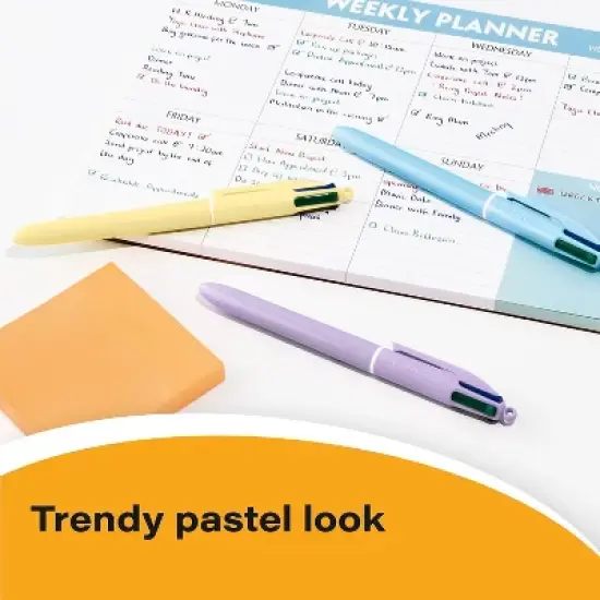 BIC 4-Color Retractable Ballpoint Pen Medium Point 1.0mm Assorted Ink 3/Pack (MMAP3-AST) image {3}