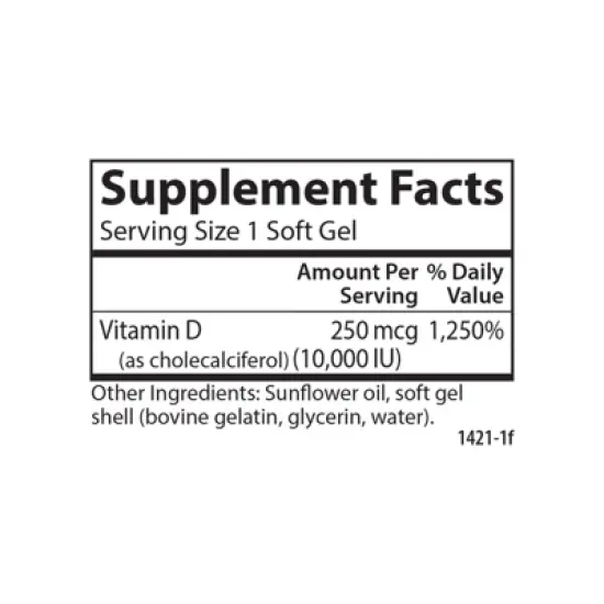 Carlson - Vitamin D3 10000 IU (250 mcg), Cholecalciferol, Immune Support image {3}