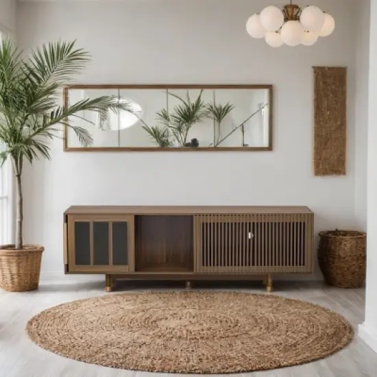 Mid Century Modern Style 2 in 1 Pet Friendly TV Stand,Cat House with Sliding Glass Door,Flip Down Design-Maison Boucle image {2}