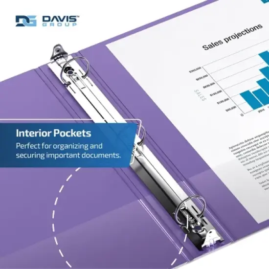 Davis Group 6pk 1.5" Premium Economy Round Ring Binder Purple: Hard Cover, 275 Sheet Capacity, 2 Pockets, Polypropylene image {5}