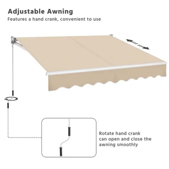 Yaheetech Retractable Awning Outdoor Sun Shade Garden Shelter Manual Adjustable with Protection Coating and Hand Crank image {6}