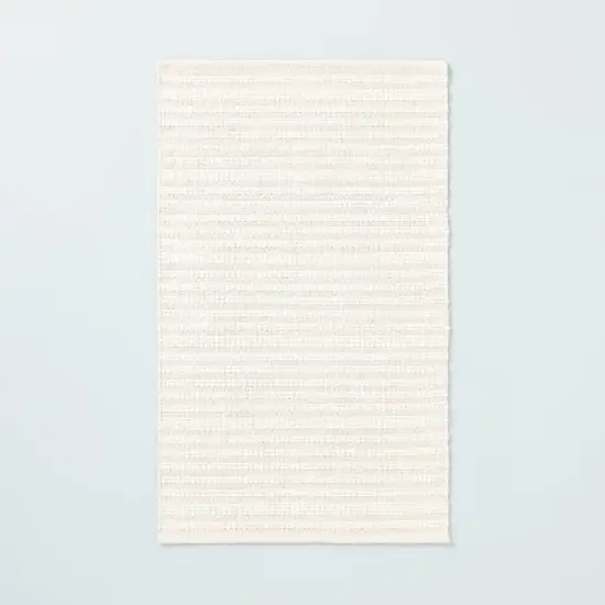 Textured Stripe Indoor/Outdoor Woven Area Rug Beige/Cream - Hearth & Hand&trade; with Magnolia image {4}