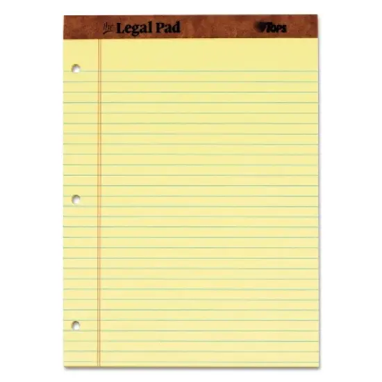 TOPS The Legal Pad Ruled Perf Pad Legal/Wide 11 3/4 x 8 1/2 Canary 50 Sheets DZ 75351 image {6}