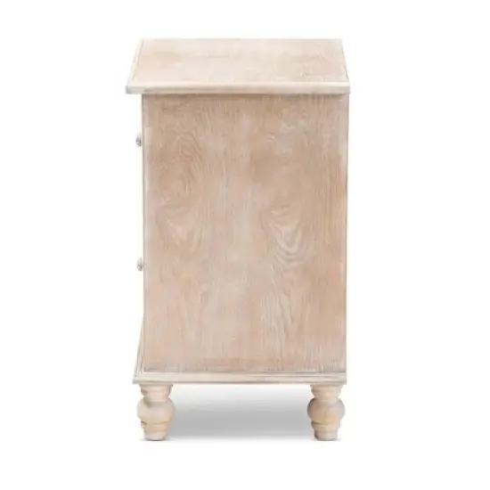 Celia Wood and Mirror 2 Drawer Quatrefoil Nightstand Natural - Baxton Studio image {3}