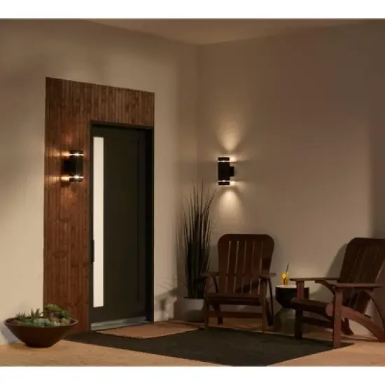 Possini Euro Design Skyridge 11 3/4" High Mid Century Modern Outdoor Wall Light Fixture Mount Porch House Exterior Up-Down LED Bulb Black Aluminum image {8}