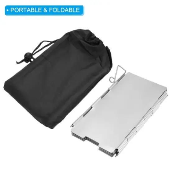 Unique Bargains Folding Mini 9 Plates Heat Shield Windscreen Camping Stove with Drawstring Bag image {2}